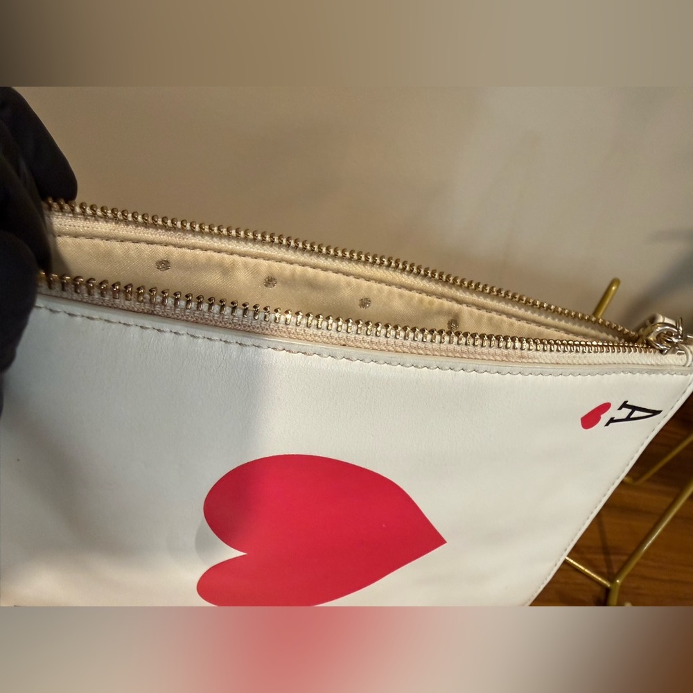 Kate Spade Ace of Hearts White and Red Heart Wristlet Clutch - Picture 13 of 15